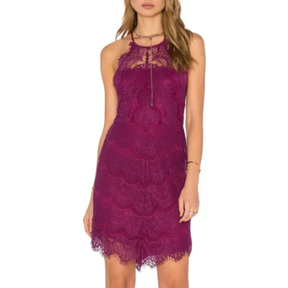 Free People Intimately She Got It Dahlia Purple Lace Slip Bodycon Mini Dress